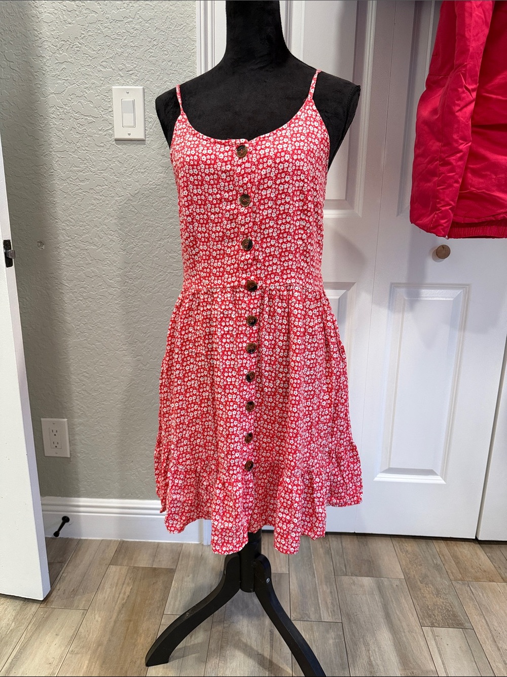 Japna Pink Floral Button-Front Mini Dress